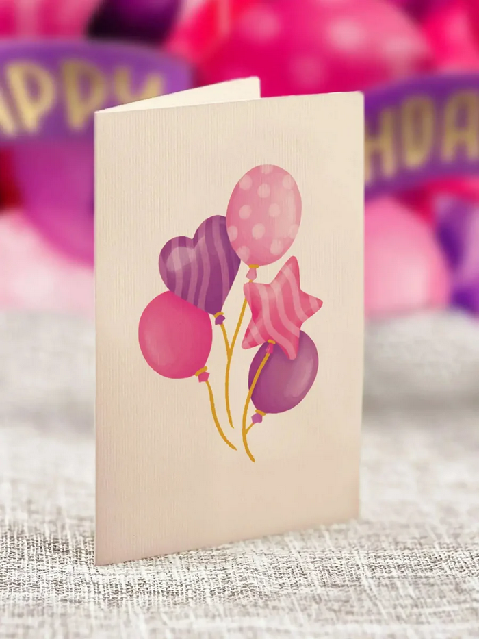 Mini Pink Birthday Balloons FreshCut Paper - Pop Up Balloon Bouquet