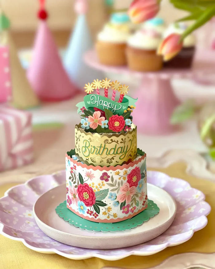 Mini Blooming Birthday Cake FreshCut Paper - Pop Up Bouquet