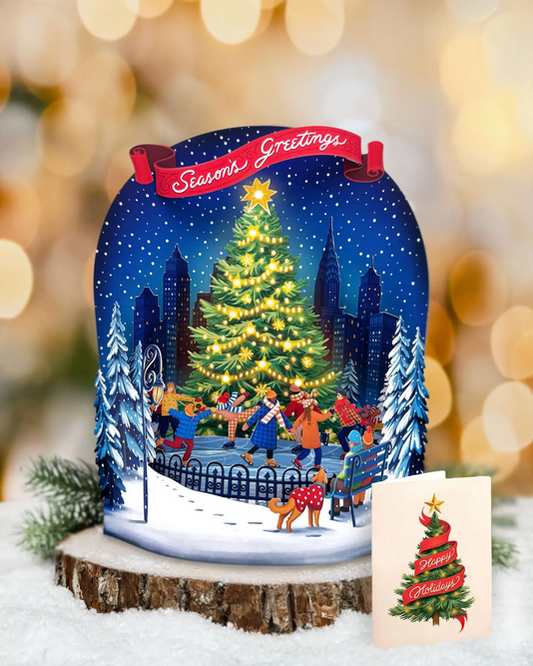 Christmas Skating FreshCut Paper - Pop Up Card