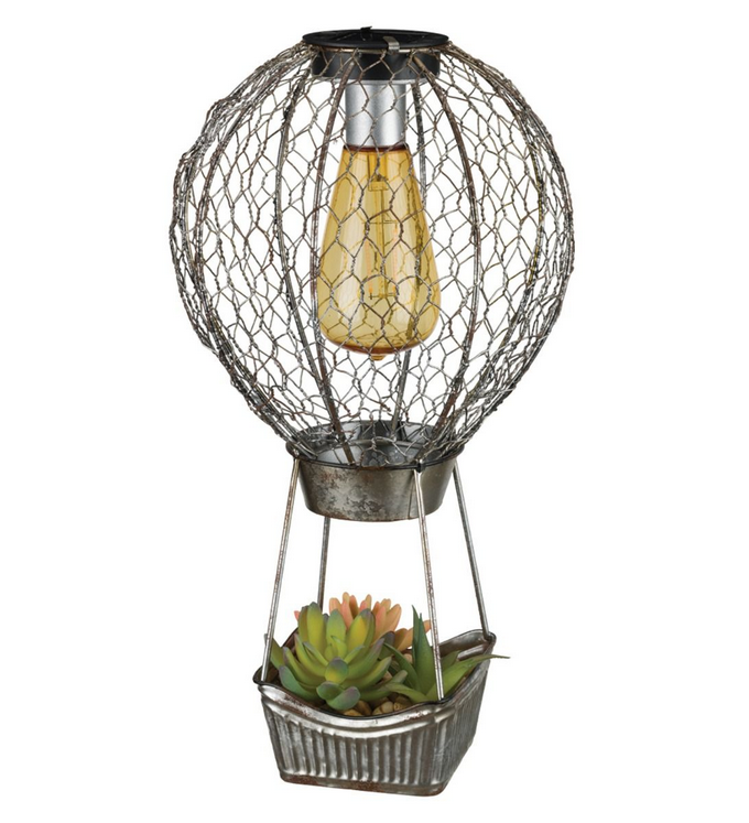 Hot Air Balloon Succulent Solar Decor