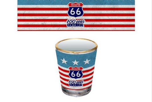 Route 66 100 Year Centennial Stars & Stripes Shot Glass