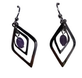 Spirit by Silver Forest Diamond Duo w/Purple Bead Earrings