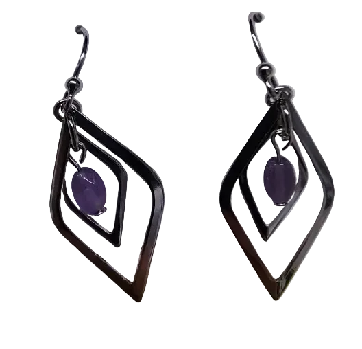 Spirit by Silver Forest Diamond Duo w/Purple Bead Earrings