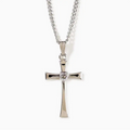 Silver Plated Cross with Heart Shaped Cz Necklace