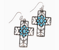 Turquoise Concho Cross Earrings