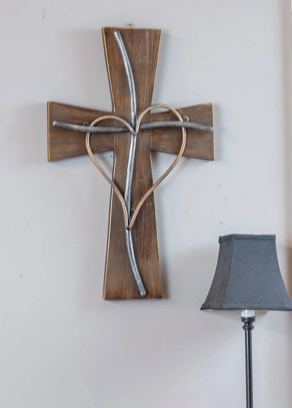Espresso Silver/Copper/Wood Wall Cross