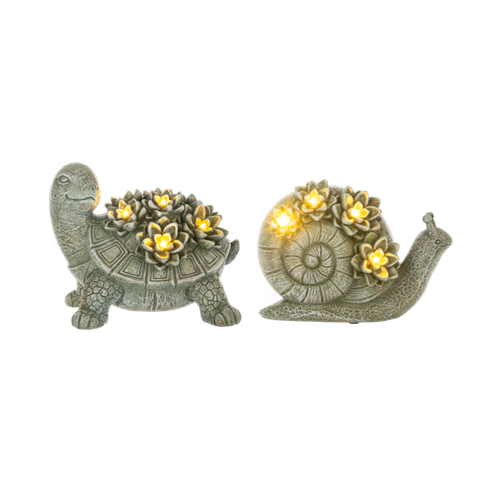 Turtle & Snail LED Garden Figurines