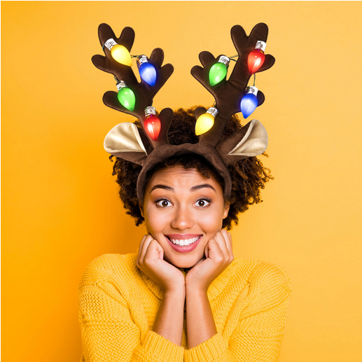 Christmas Jumbo Bulb Light Up Antlers Headband