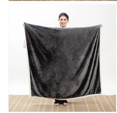 Grey Plush Sherpa Throw
