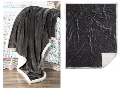 Grey Plush Sherpa Throw