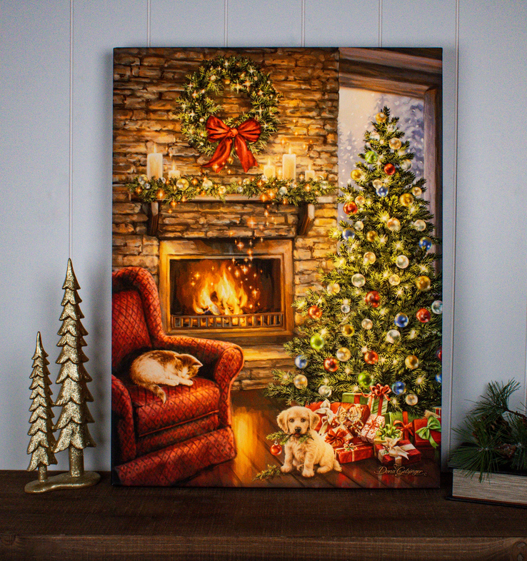 Fireside Christmas Illuminated Wall Art