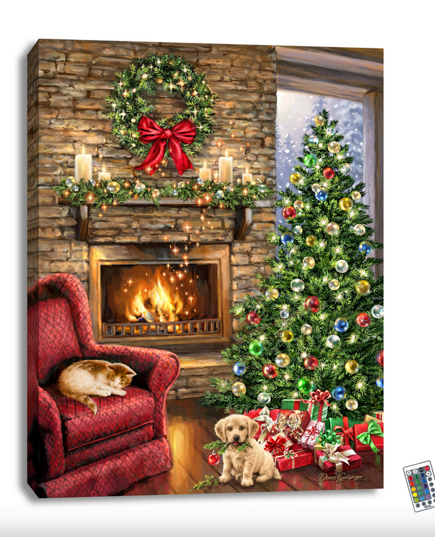 Fireside Christmas Illuminated Wall Art