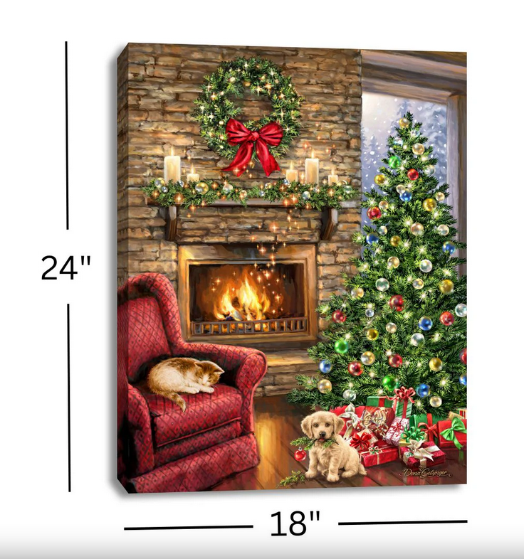 Fireside Christmas Illuminated Wall Art