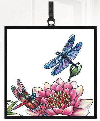 Dragonflies & Water Lillies Square Sun Catcher