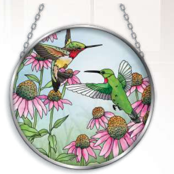 Coneflowers & Hummingbirds Sun Catcher