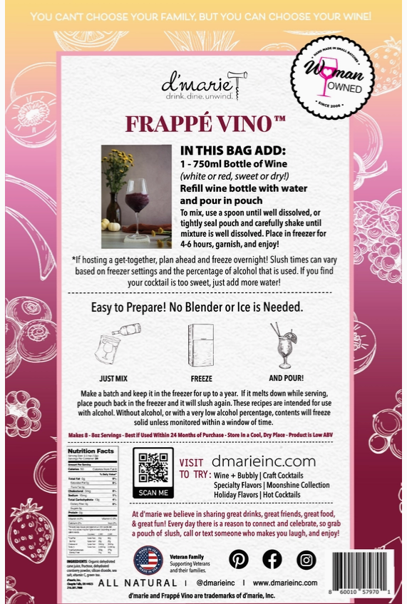 Original Frappé Vino Frozen Wine Slush Mix- Ready-To-Freeze Cocktail Mix
