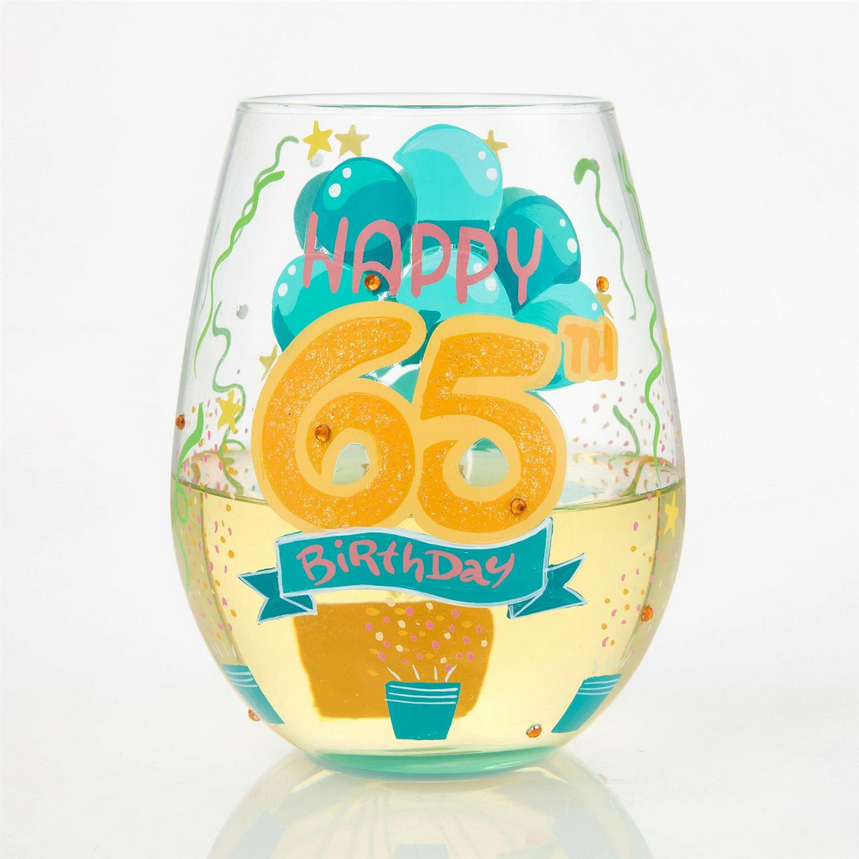Happy 65th Birthday Lolita Stemless Wine Glass
