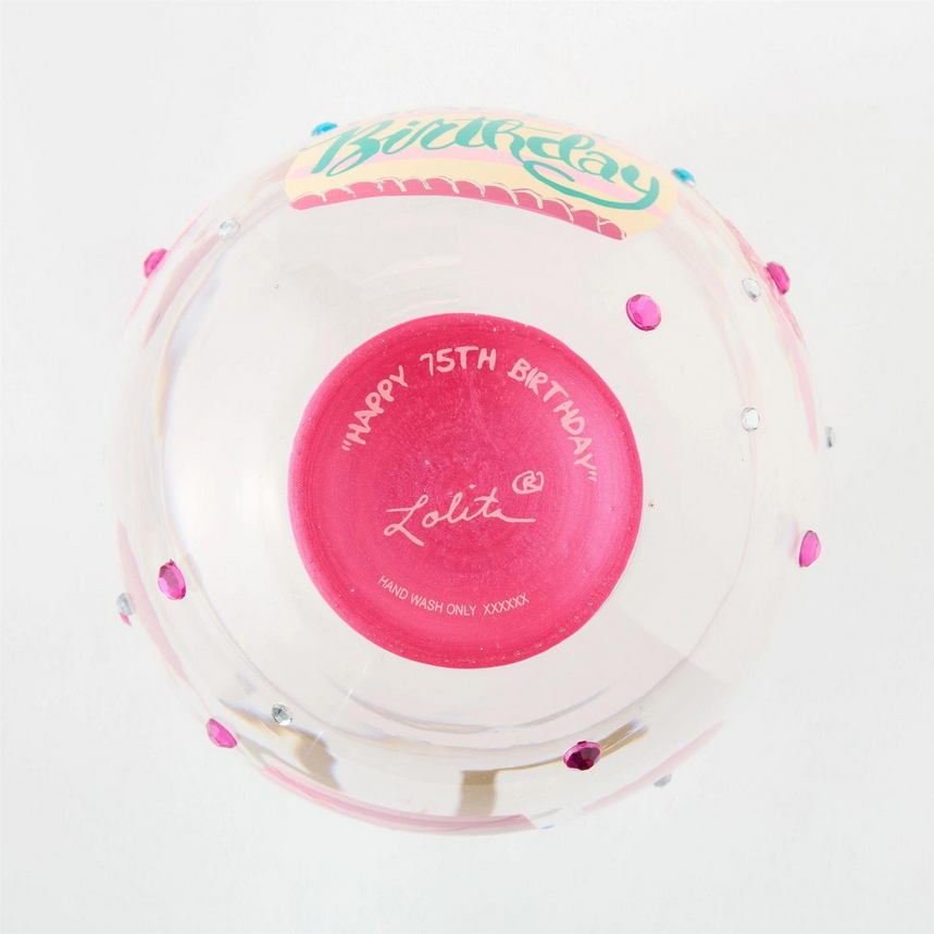 Happy 75th Birthday Lolita Stemless Wine Glass
