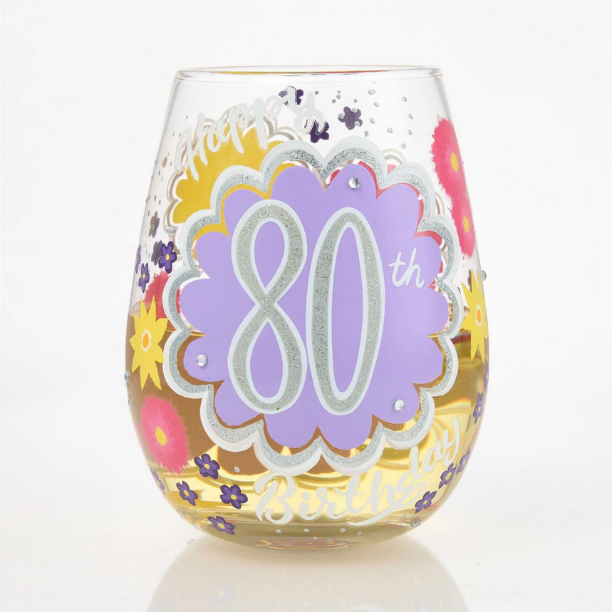 Happy 80th Birthday Lolita Stemless Wine Glass