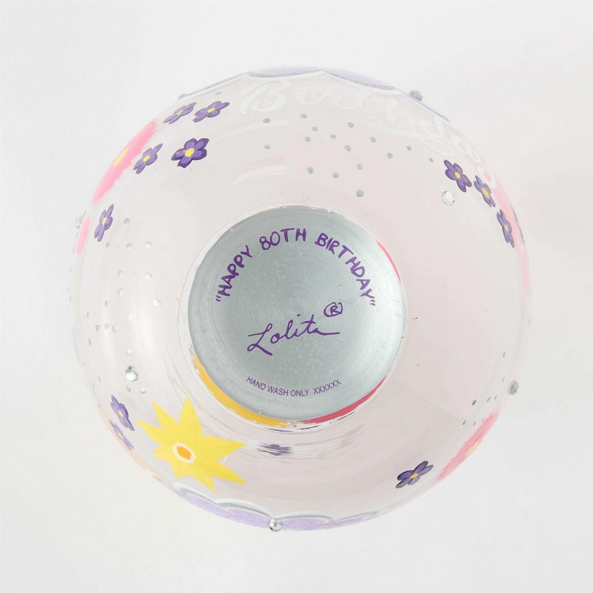 Happy 80th Birthday Lolita Stemless Wine Glass