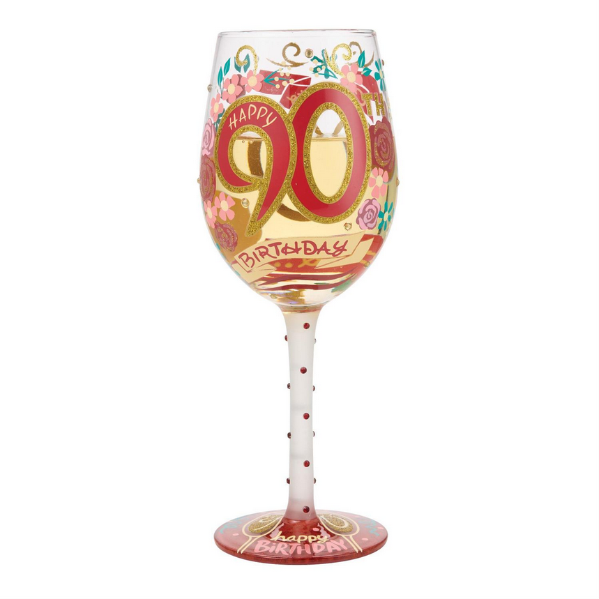 Happy 90th Birthday Lolita Wine Glass