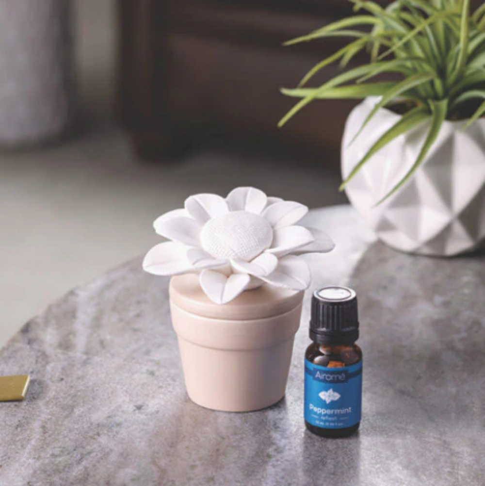 Sunflower Porcelain Aroma Diffuser w/Peppermint Oil