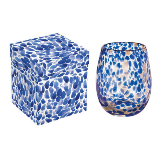 Stemless Hand-Blown Cobalt Wine Glass
