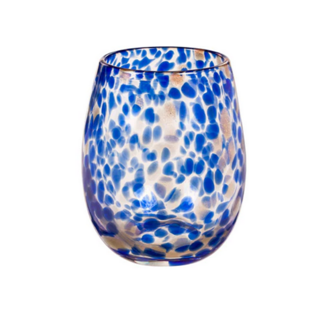 Stemless Hand-Blown Cobalt Wine Glass