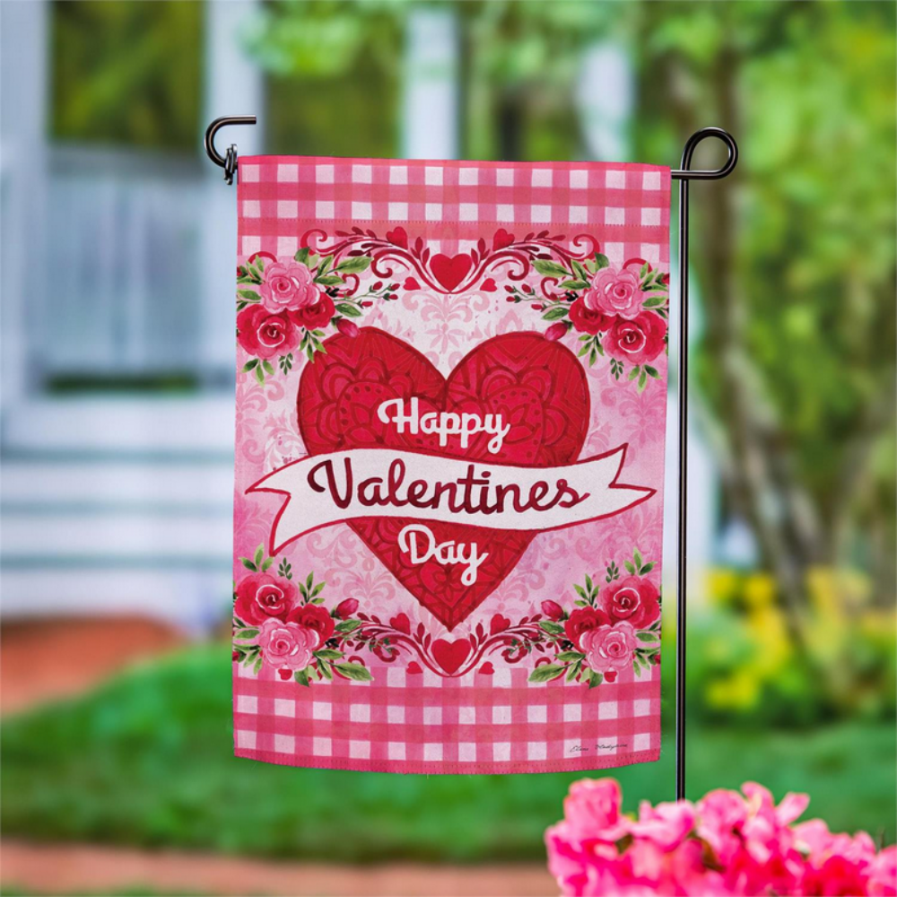 Happy Valentines Day Suede Garden Flag