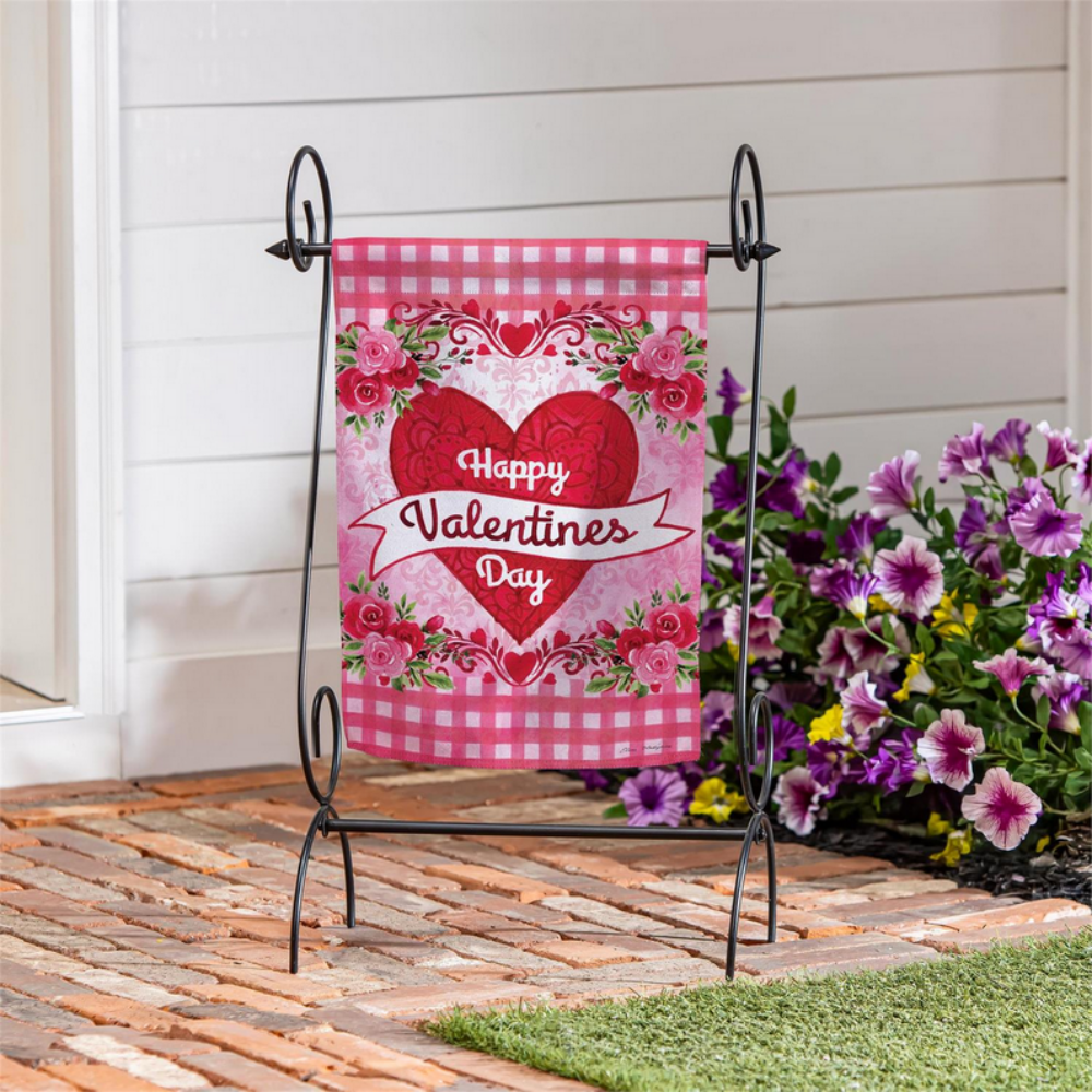 Happy Valentines Day Suede Garden Flag