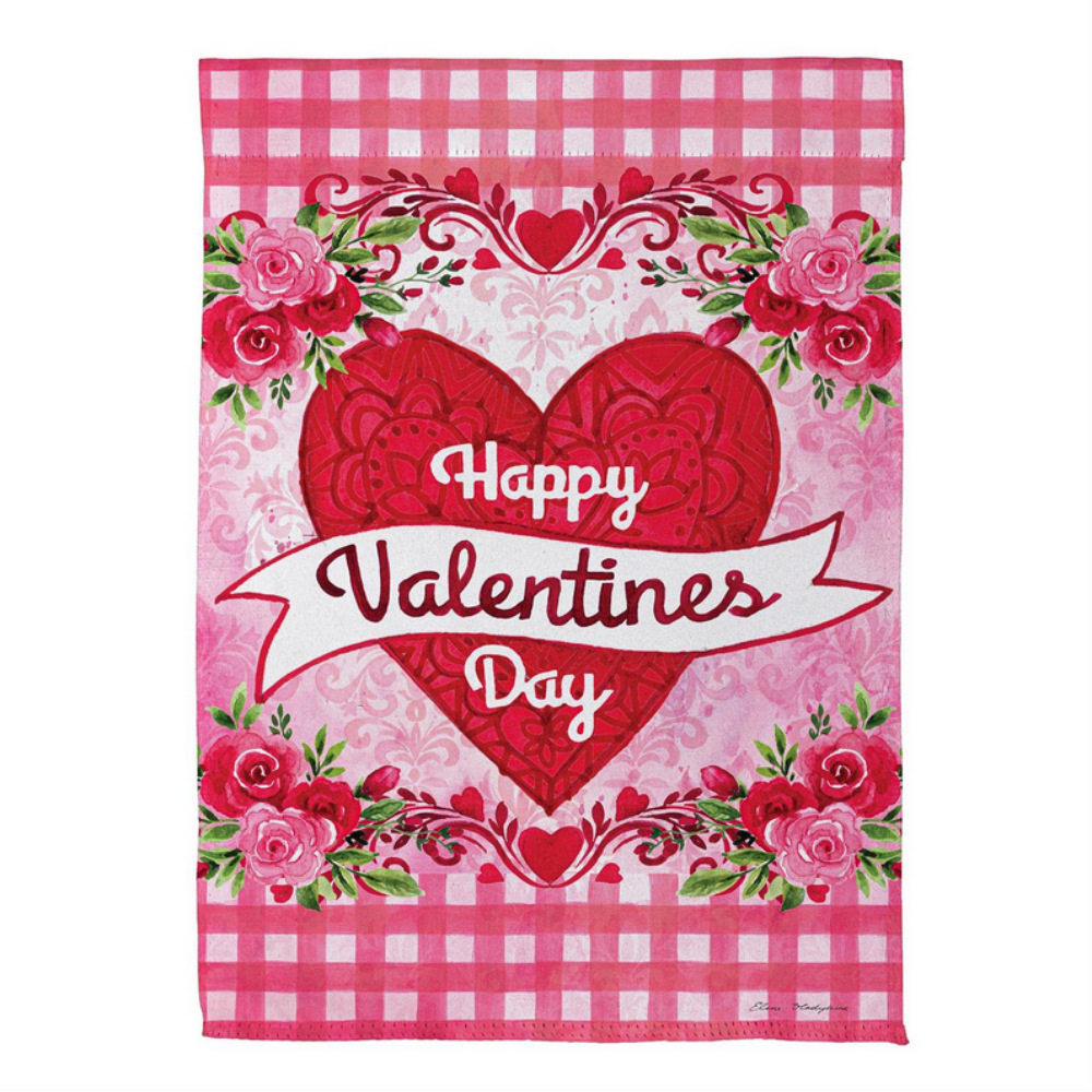 Happy Valentines Day Suede Garden Flag