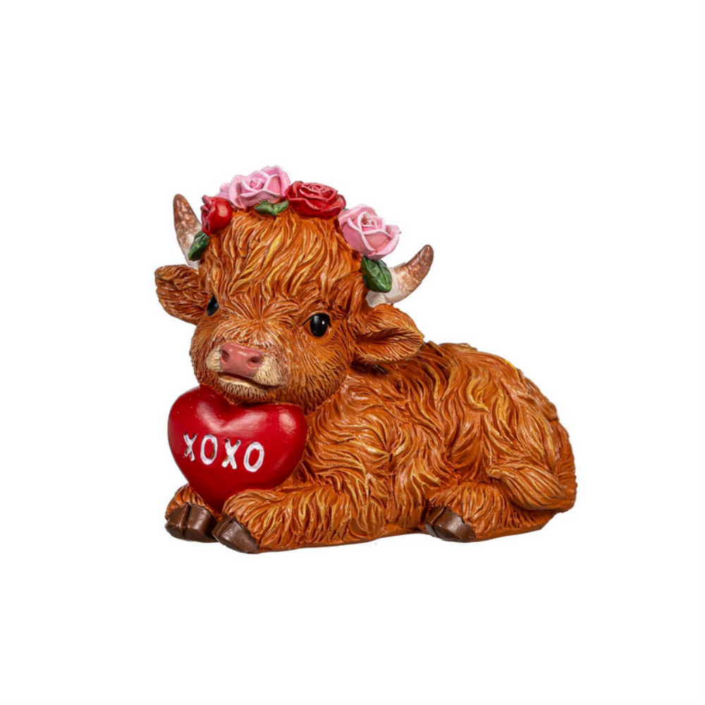 Highland Cow Valentine's Figurines