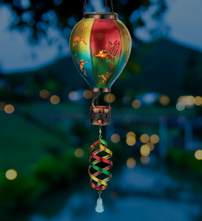 Hummingbird Hot Air Balloon Spinner/Solar Lantern