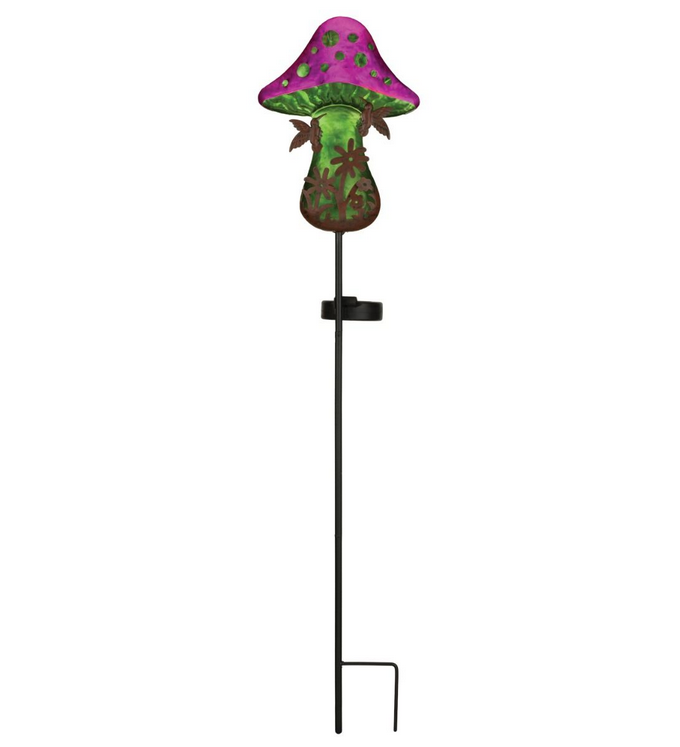 Fantasy Mushroom/Hummingbird Solar Stake