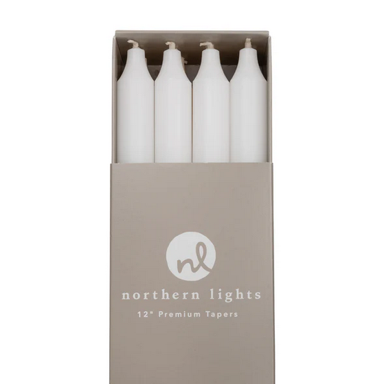 12" Taper Candle - Pure White
