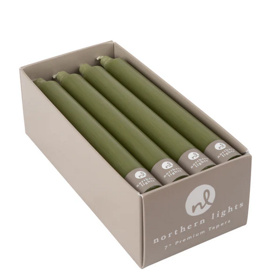 7" Taper Candle - Moss Green
