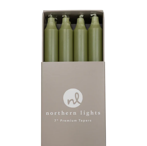 7" Taper Candle - Moss Green
