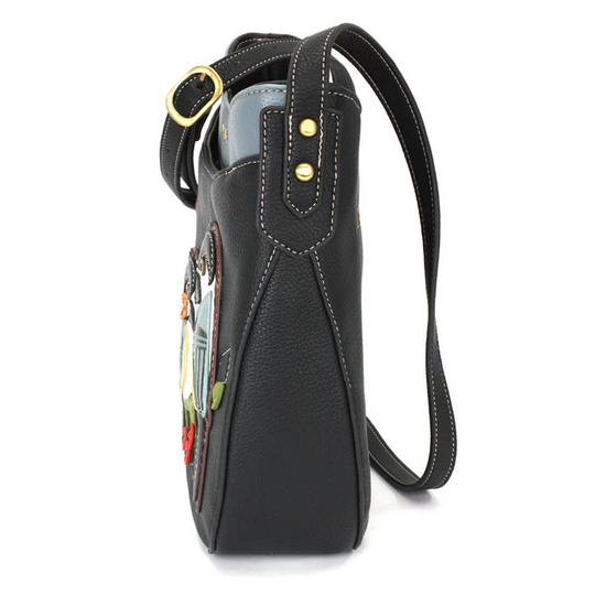 Chickadee Black Crescent Crossbody Purse