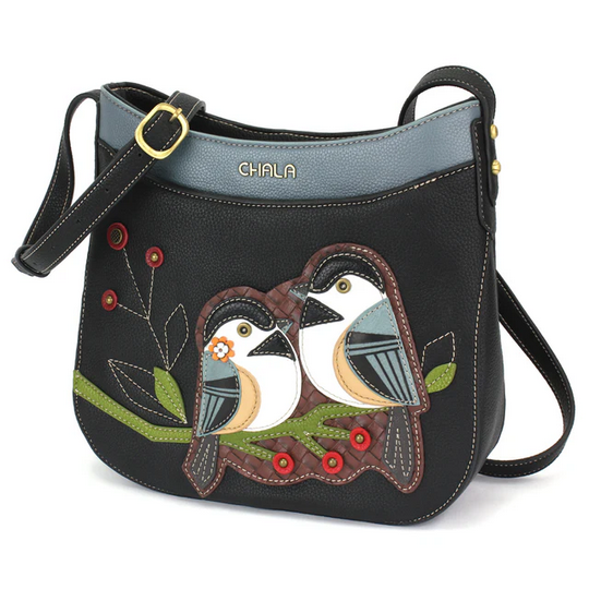 Chickadee Black Crescent Crossbody Purse