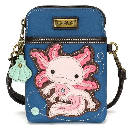 Axolotl Blue Cell Phone Crossbody Purse