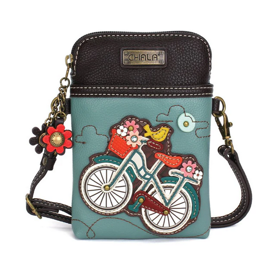 Bicycle Teal Cell Phone Crossbody Purse