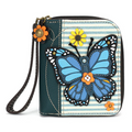 Blue Butterfly Zip-Around Wallet