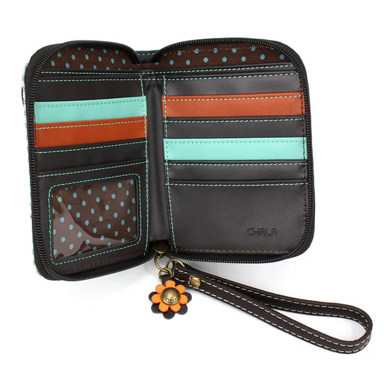 Blue Butterfly Zip-Around Wallet