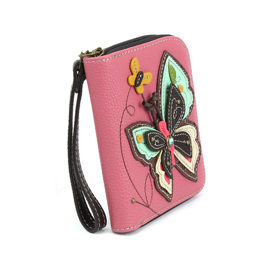 New Butterfly Pink Zip-Around Wallet