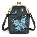 Blue Butterfly Kisslock Cellphone Crossbody