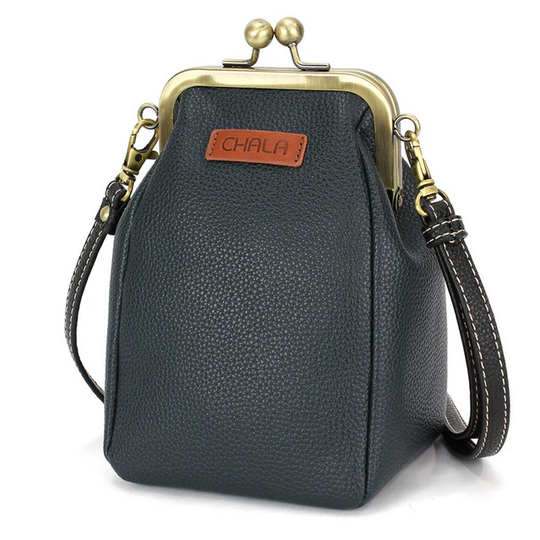 Blue Butterfly Kisslock Cellphone Crossbody