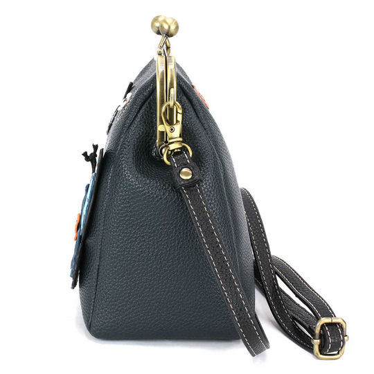 Blue Butterfly Kisslock Cellphone Crossbody