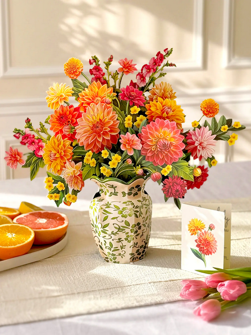 Dahlia Sunrise FreshCut Paper Pop-Up Flower Bouquet