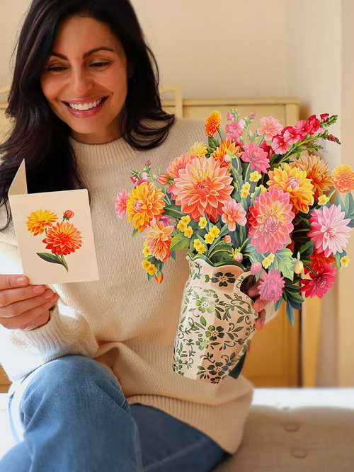 Dahlia Sunrise FreshCut Paper Pop-Up Flower Bouquet