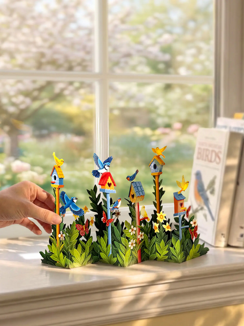Mini Birdhouse Garden FreshCut Paper Pop-Up Scene